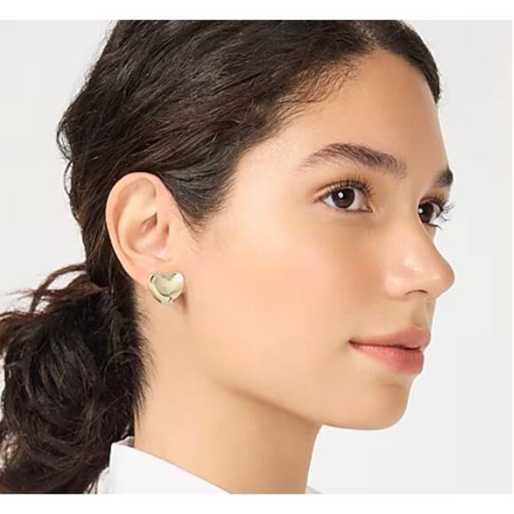 J. Crew Women's Heart Double Sided Gold Stud Earrings NWT - Picture 2 of 3